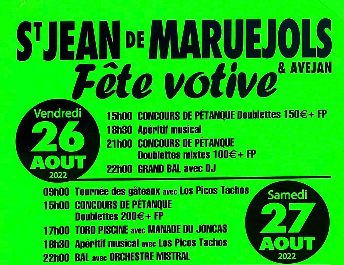 Fête votive - Saint Jean de Maruéjols et Avéjan